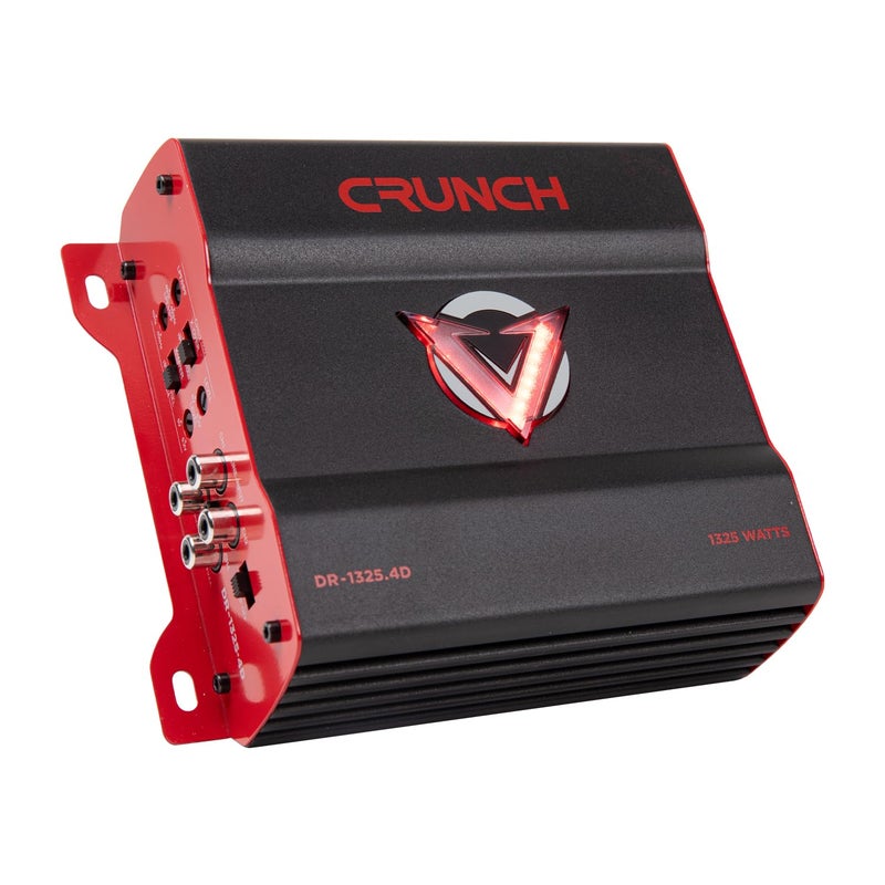Crunch DR-1325.4D V-Drive 1325W 4-Channel Car Audio Amplifier - Class D, QTD Cooling, LED VU-Meter, Adjustable Crossovers, Multiple Operation Modes - Image 1